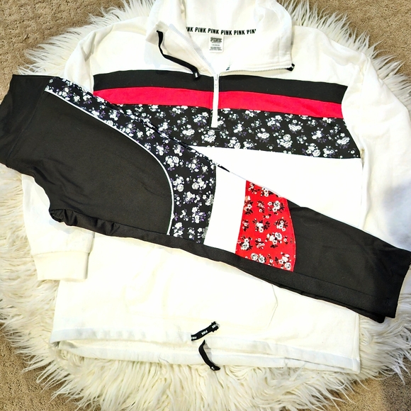 VS PINK SWEATSHIRT floral  OUTFIT.  sweatshirt oversized large, leggings XL - Picture 13 of 14
